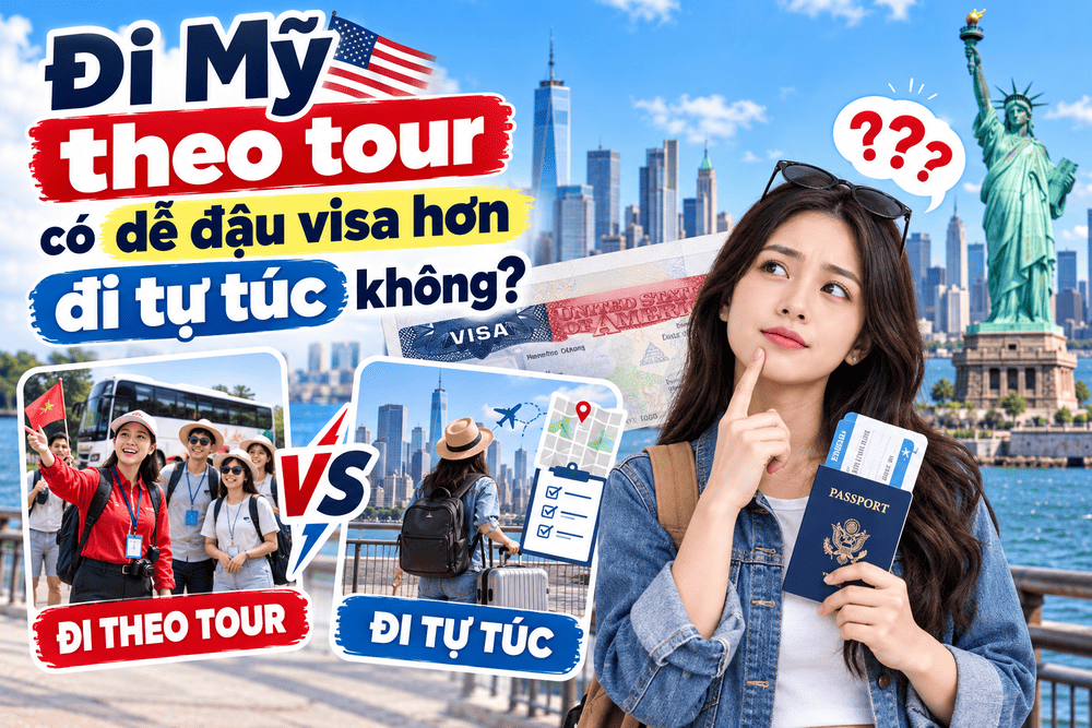 Đi Mỹ theo tour có dễ đậu visa hơn đi tự túc không? So sánh hồ sơ xin visa du lịch Mỹ B1/B2 khi đi theo tour và du lịch tự túc.